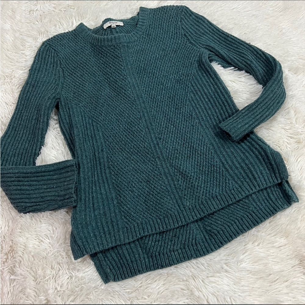 Madewell teal cable knit sweater xs